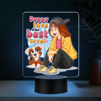 Puppy Love is The Best Love LED Night Light with Color Changing Light, Dog Lover Gift Lamp for Baby, Toddler & Pet Lovers Cute Nursery & Bedside Decor Ideal Gift for Boys, Girls